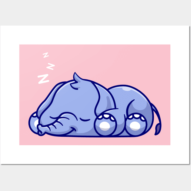 Cute Elephant Sleeping Cartoon Wall Art by Catalyst Labs